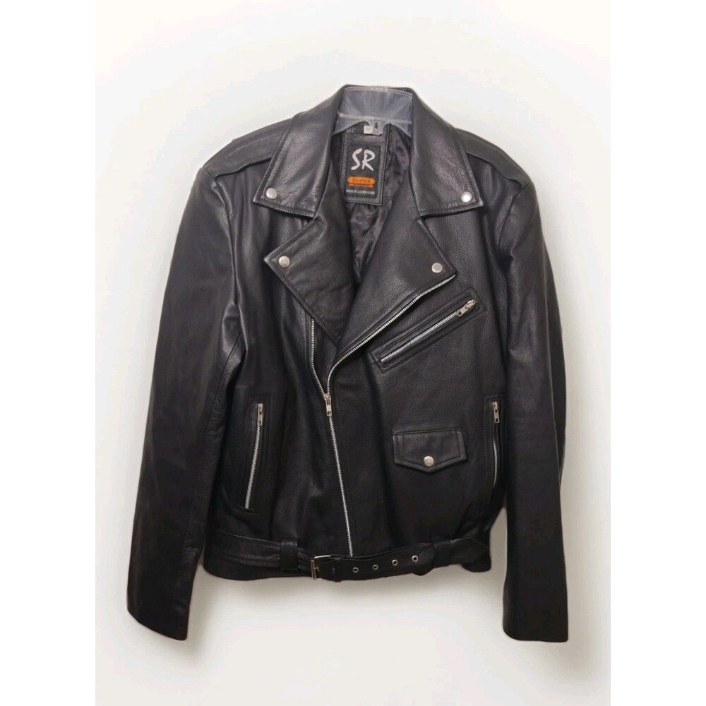 Sourock Men Jacket Leather Riverdale Southside Serpents Side Black Biker Sz M